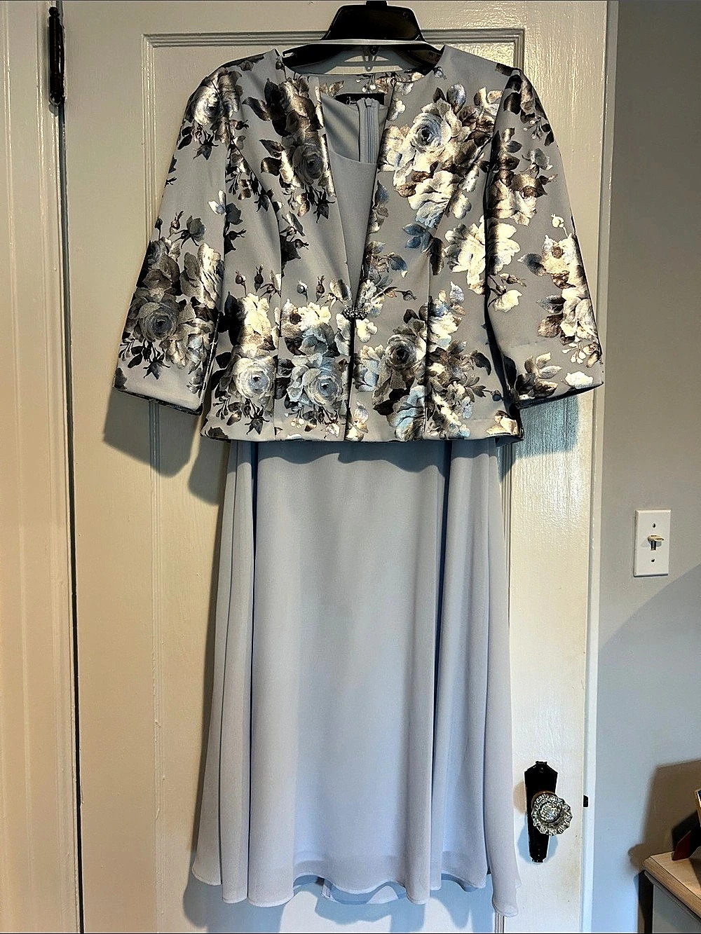 Jessica Howard Midi Dress Set with Floral 3/4 Sleeve Jacket Size 4P NWT